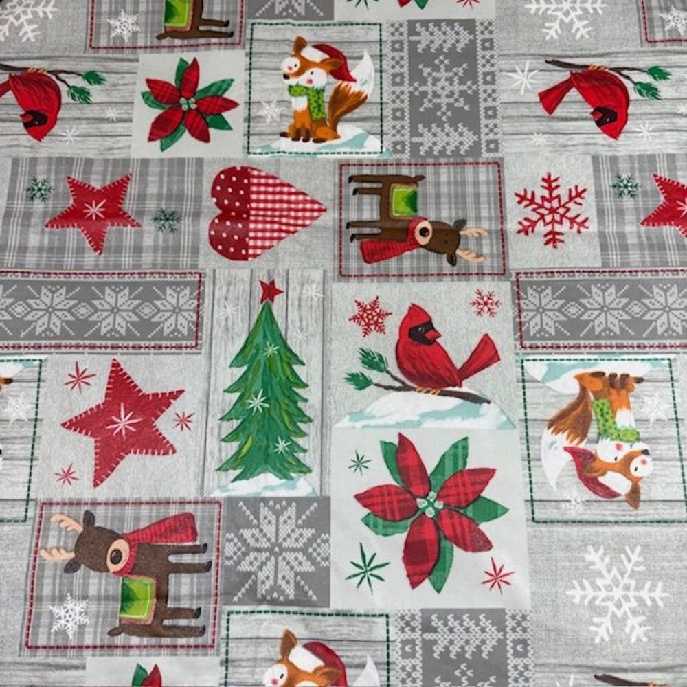 NWOT Vinyl Spillproof Waterproof Christmas Tablecloth with Backing 83" x 60"